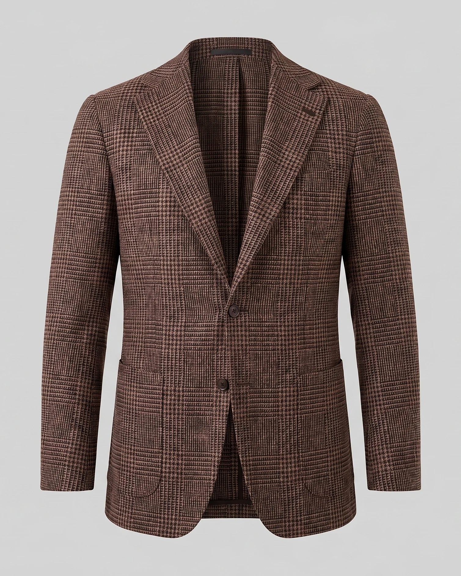 Men's Check Casual Blazer Textured Sport Coat Brown & Grey S–3XL - Valedrian — view 5