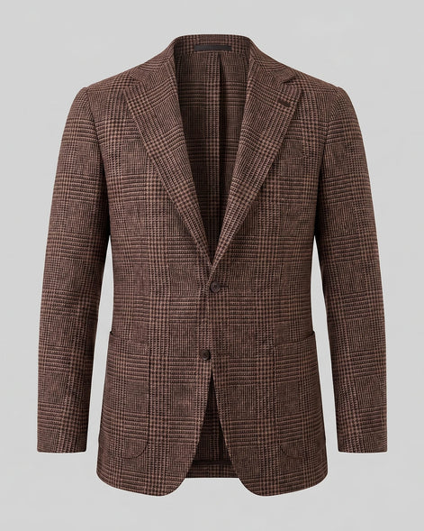 Men's Check Casual Blazer Textured Sport Coat Brown & Grey S–3XL - Valedrian — view 5