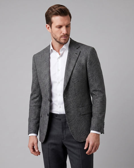 Men's Check Casual Blazer Textured Sport Coat Brown & Grey S–3XL - Valedrian — view 6
