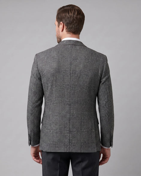 Men's Check Casual Blazer Textured Sport Coat Brown & Grey S–3XL - Valedrian — view 8
