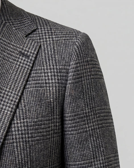 Men's Check Casual Blazer Textured Sport Coat Brown & Grey S–3XL - Valedrian — view 9