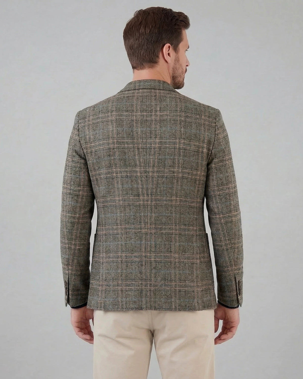 Men's Checked Casual Blazer Grey Beige Sizes M–4XL – Valedrian — view 11