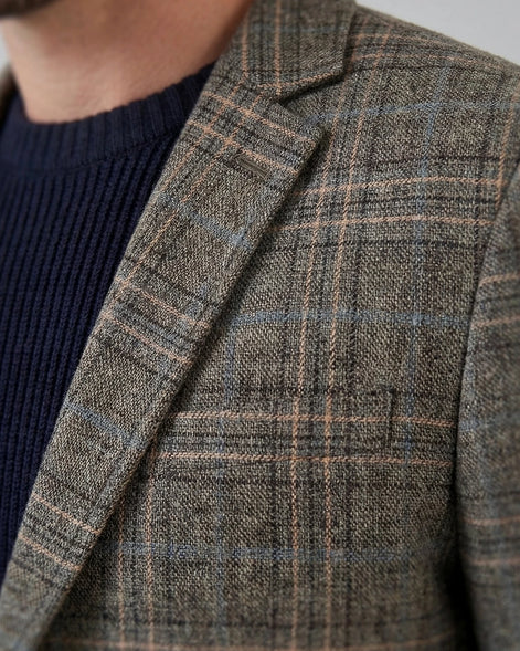 Men's Checked Casual Blazer Grey Beige Sizes M–4XL – Valedrian — view 12