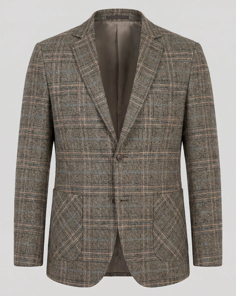 Men's Checked Casual Blazer Grey Beige Sizes M–4XL – Valedrian — view 13