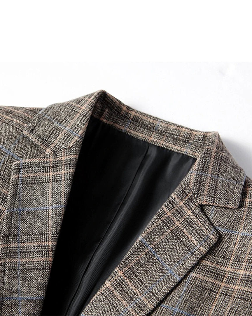 Men's Checked Casual Blazer Grey Beige Sizes M–4XL – Valedrian — view 18