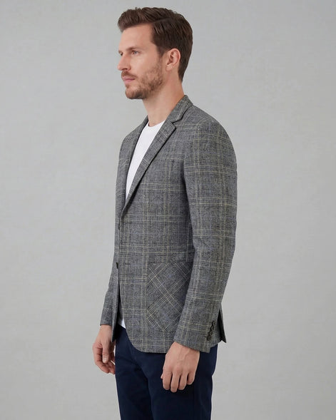 Men's Checked Casual Blazer Grey Beige Sizes M–4XL – Valedrian — view 2