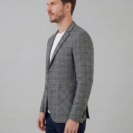 Men's Checked Casual Blazer Grey Beige Sizes M–4XL – Valedrian — view 2