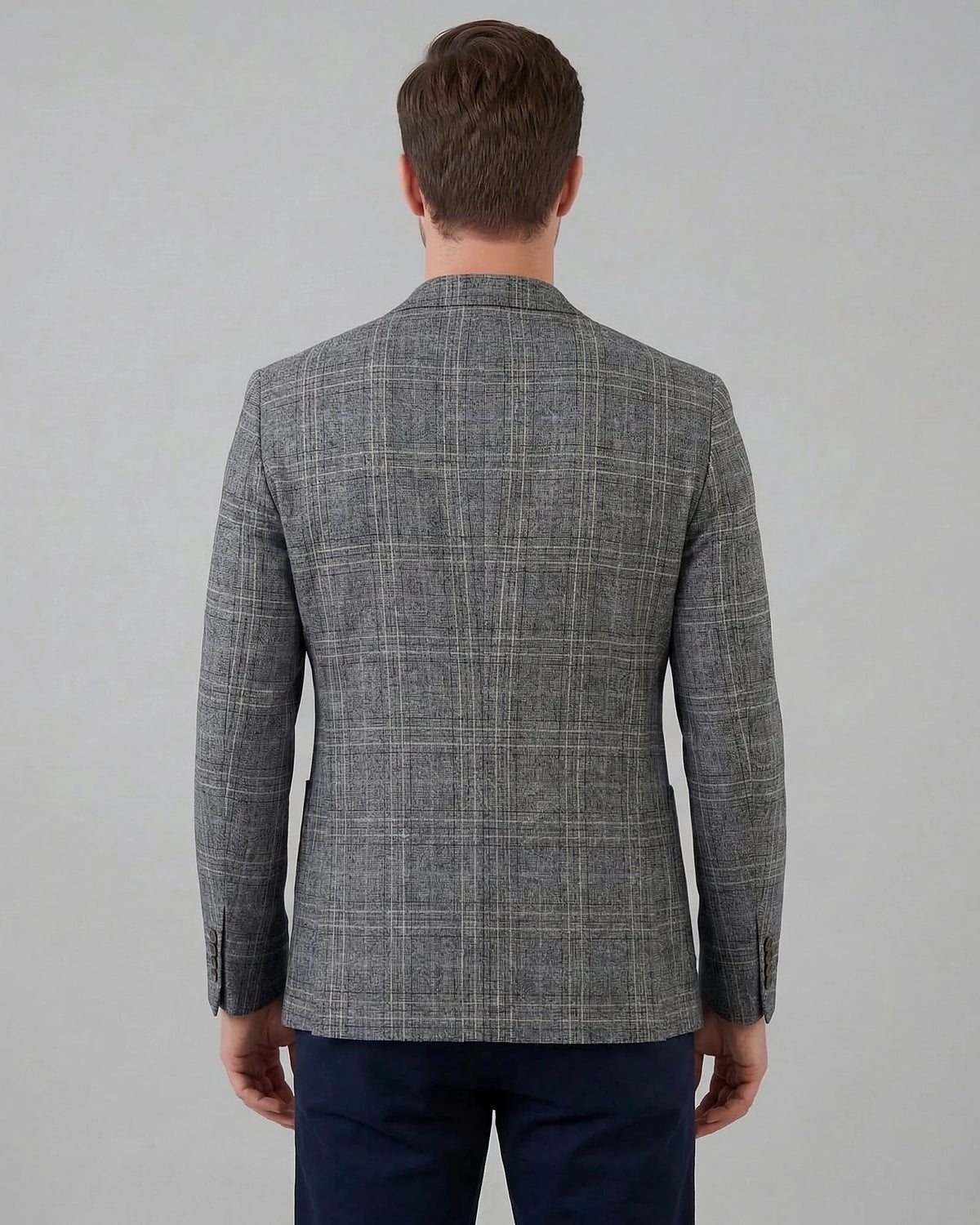 Men's Checked Casual Blazer Grey Beige Sizes M–4XL – Valedrian — view 3