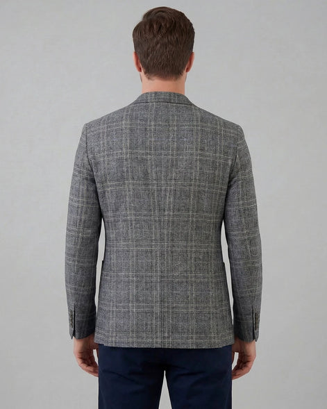Men's Checked Casual Blazer Grey Beige Sizes M–4XL – Valedrian — view 3
