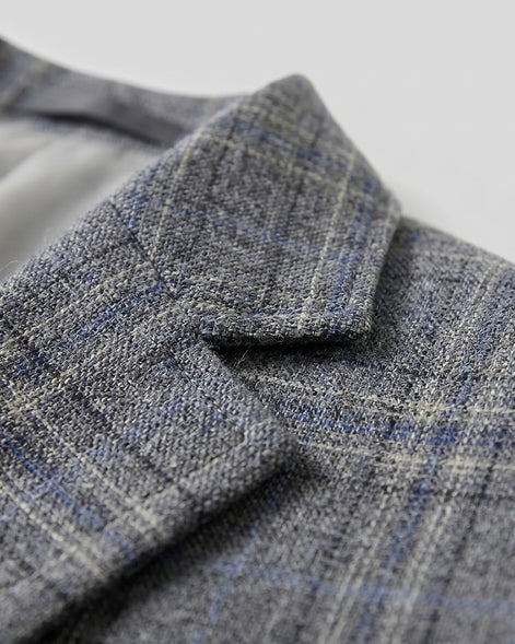 Men's Checked Casual Blazer Grey Beige Sizes M–4XL – Valedrian — view 7