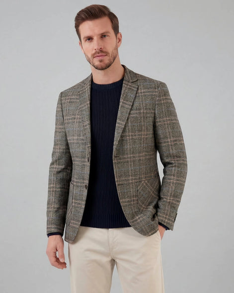 Men's Checked Casual Blazer Grey Beige Sizes M–4XL – Valedrian — view 9