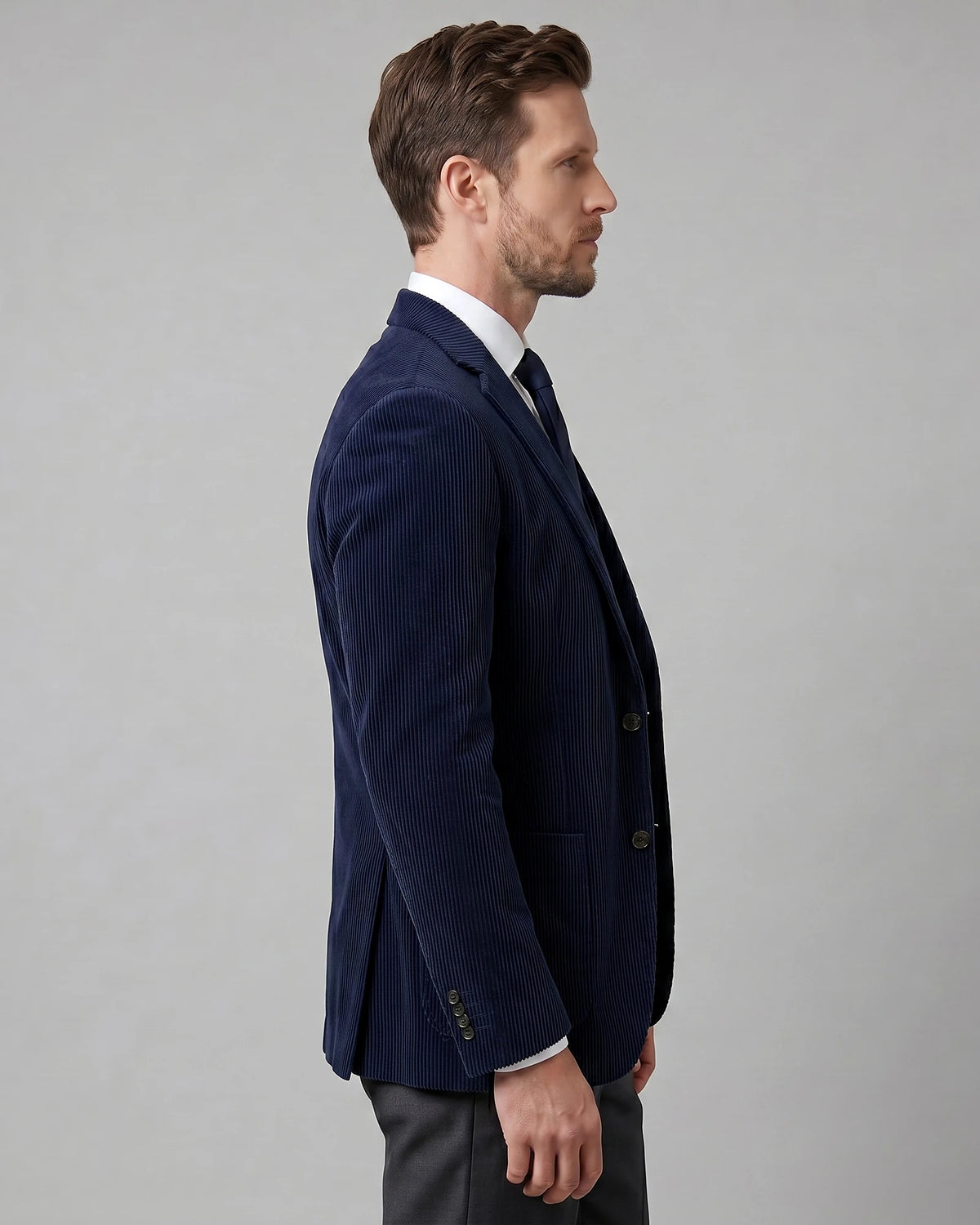 Men's Corduroy Blazer with Matching Vest Casual Jacket Black - Valedrian — view 12