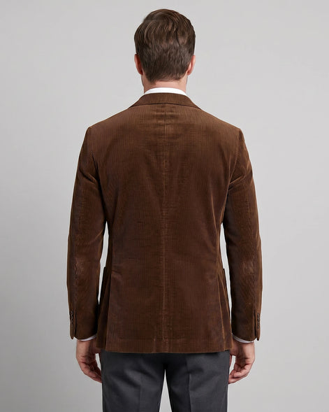 Men's Corduroy Blazer with Matching Vest Casual Jacket Black - Valedrian — view 18