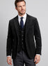 Men's Corduroy Blazer with Matching Vest Casual Jacket Black - Valedrian