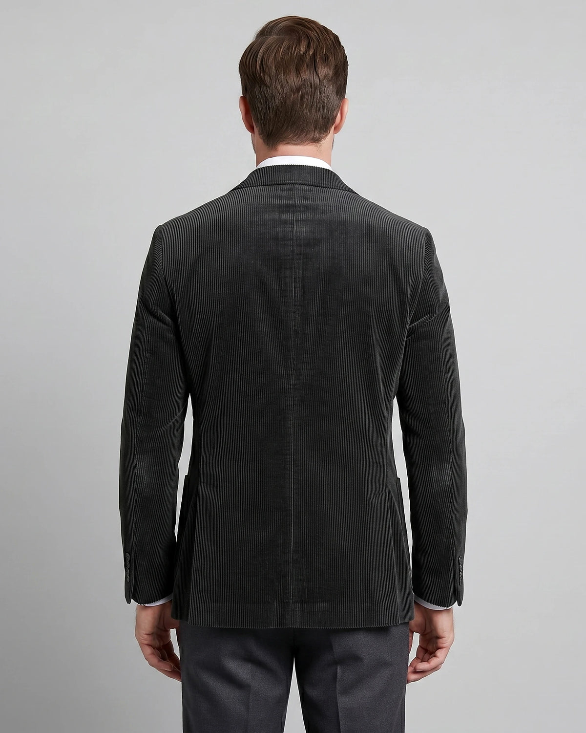 Men's Corduroy Blazer with Matching Vest Casual Jacket Black - Valedrian — view 3