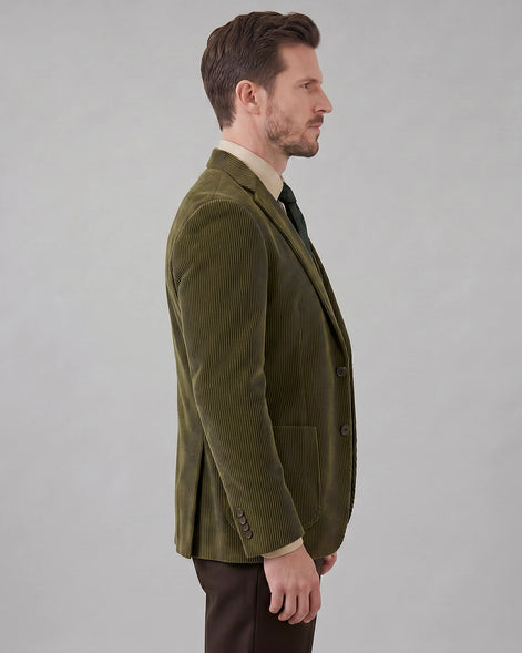 Men's Corduroy Blazer with Matching Vest Casual Jacket Black - Valedrian — view 7