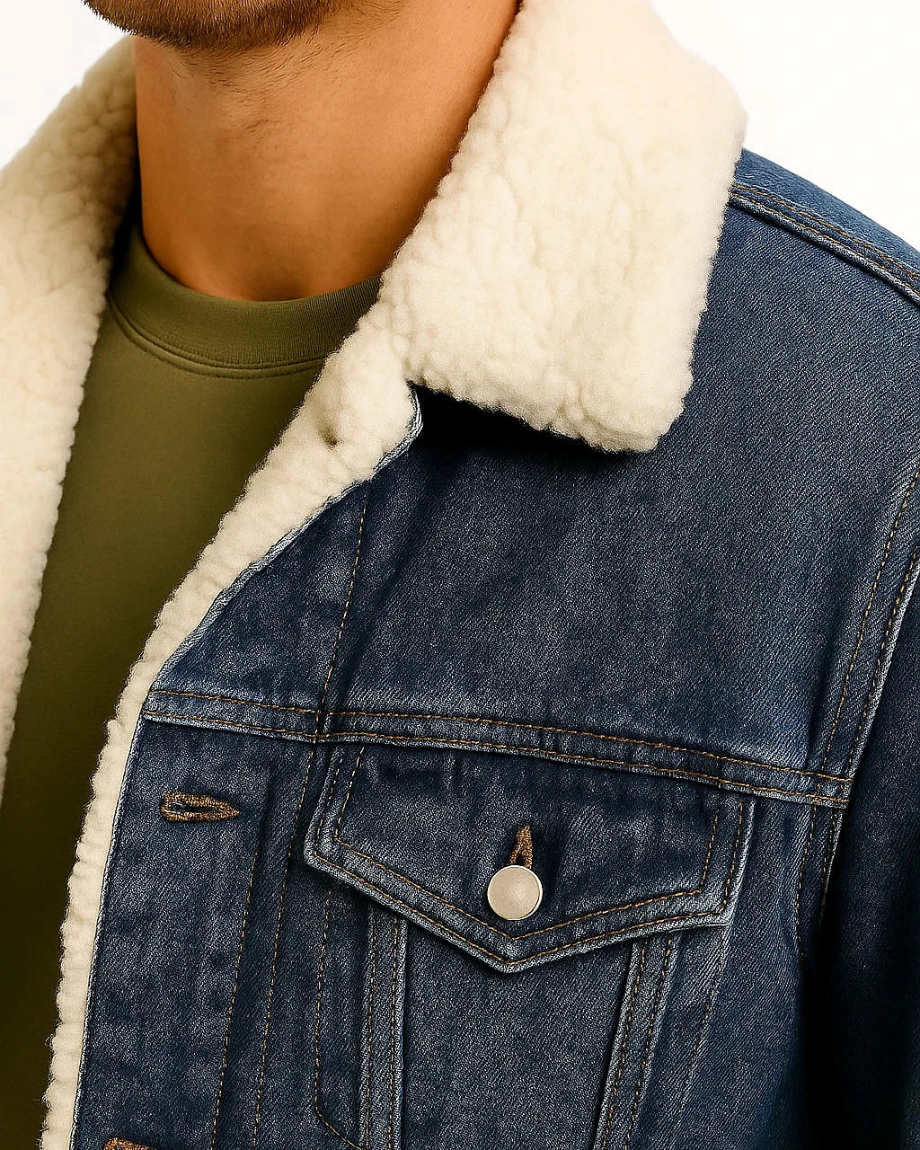 Denim Jacket | Fleece Lined Winter Overshirt — view 2