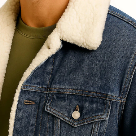 Denim Jacket | Fleece Lined Winter Overshirt — view 2