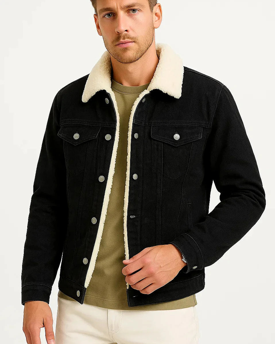 Denim Jacket | Fleece Lined Winter Overshirt — view 5