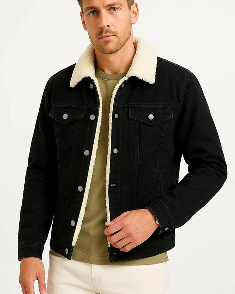 Denim Jacket | Fleece Lined Winter Overshirt — view 5