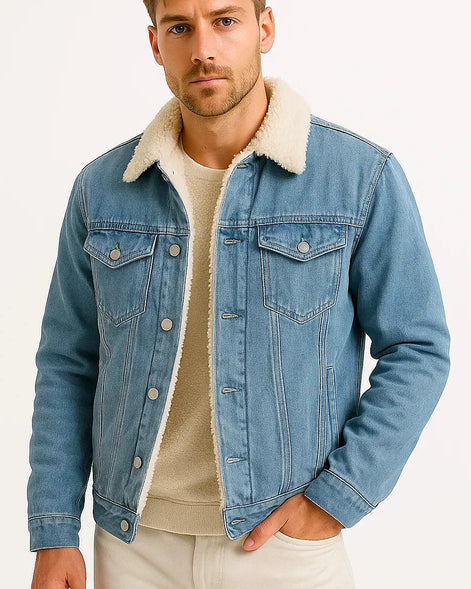 Denim Jacket | Fleece Lined Winter Overshirt — view 6