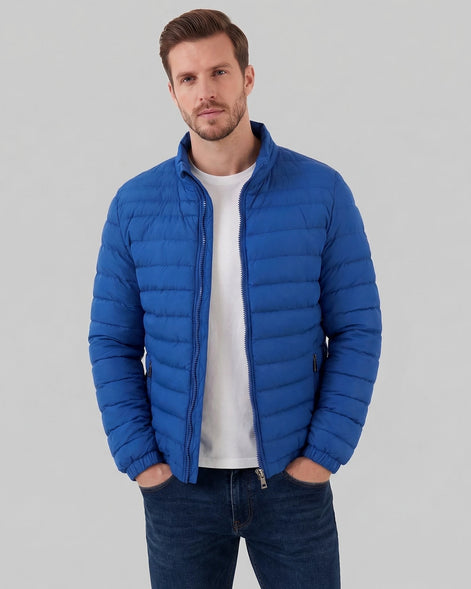 Men's Diamond Quilted Puffer Jacket Black Navy Lightweight Spring – Valedrian — view 11
