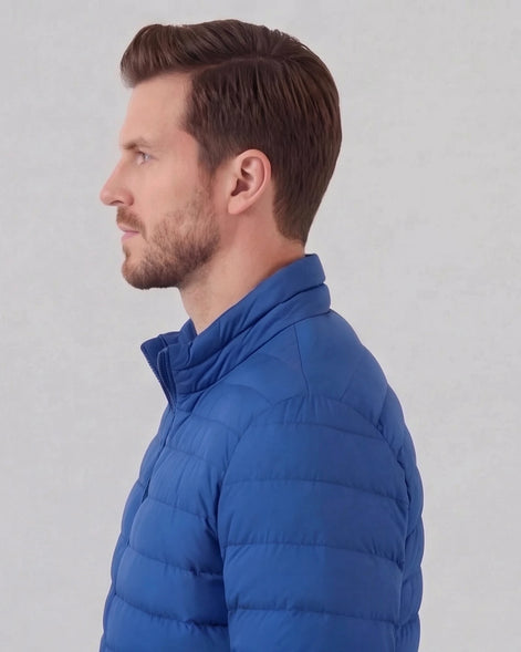 Men's Diamond Quilted Puffer Jacket Black Navy Lightweight Spring – Valedrian — view 13