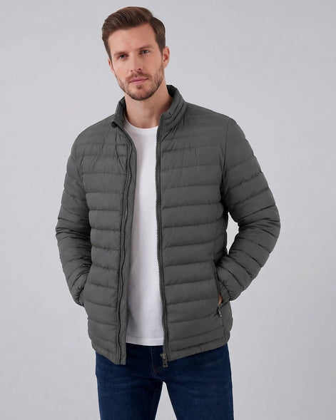 Men's Diamond Quilted Puffer Jacket Black Navy Lightweight Spring – Valedrian — view 15