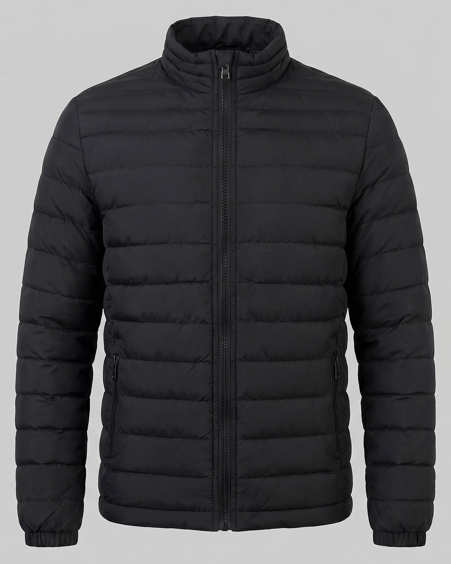 Men's Diamond Quilted Puffer Jacket Black Navy Lightweight Spring – Valedrian — view 3