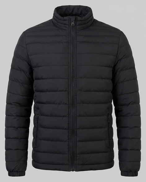 Men's Diamond Quilted Puffer Jacket Black Navy Lightweight Spring – Valedrian — view 3