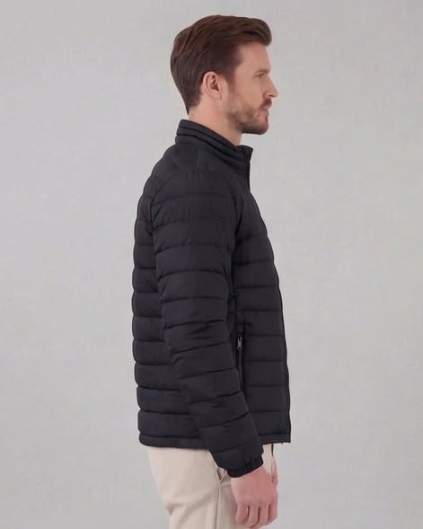 Men's Diamond Quilted Puffer Jacket Black Navy Lightweight Spring – Valedrian — view 6