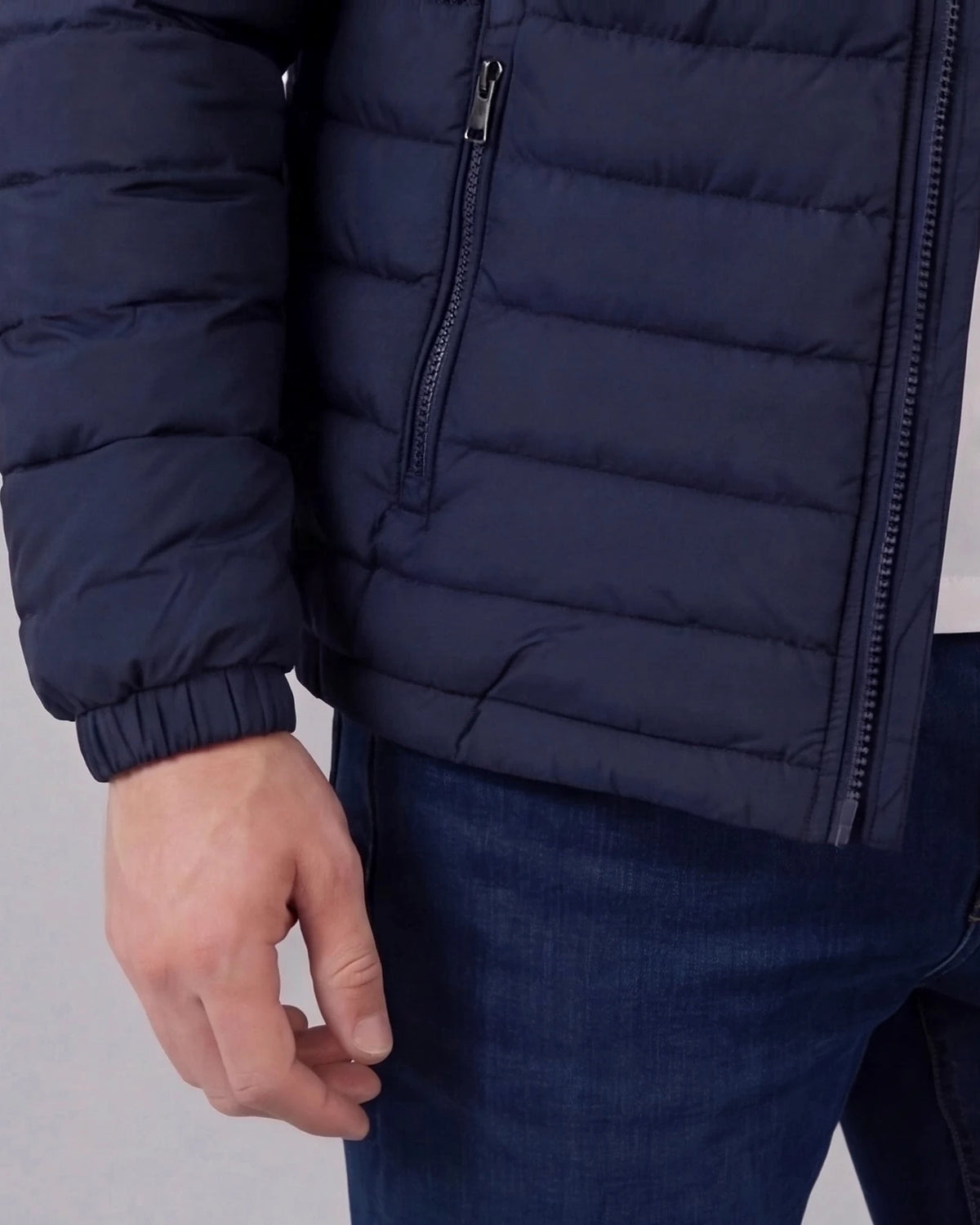 Men's Diamond Quilted Puffer Jacket Black Navy Lightweight Spring – Valedrian — view 8