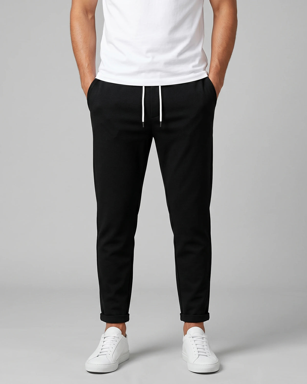 Men's Drawstring Tailored Trousers – Gray & Black, S–3XL | Valedrian — view 6