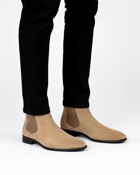 Chelsea Boots | Faux Suede | Slip-On | Low Heel