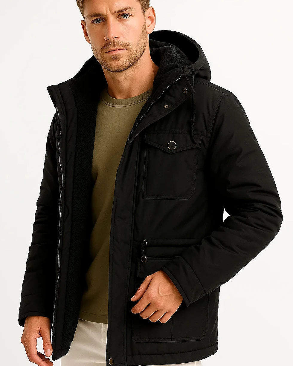 Men's Fleece-Lined Parka | Windproof Hooded Jacket — view 4