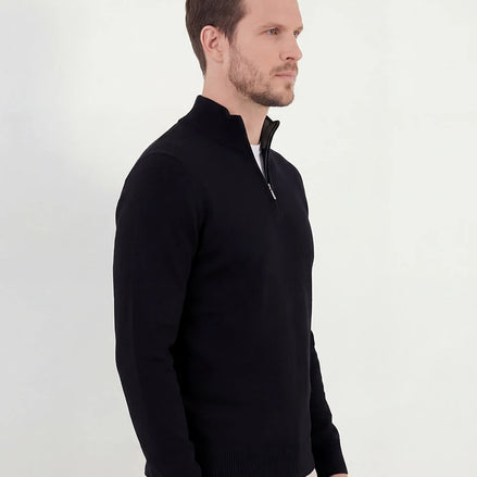 Men's Half Zip Sweater Black Mid-Weight Knit S–2XL – Valedrian — view 2