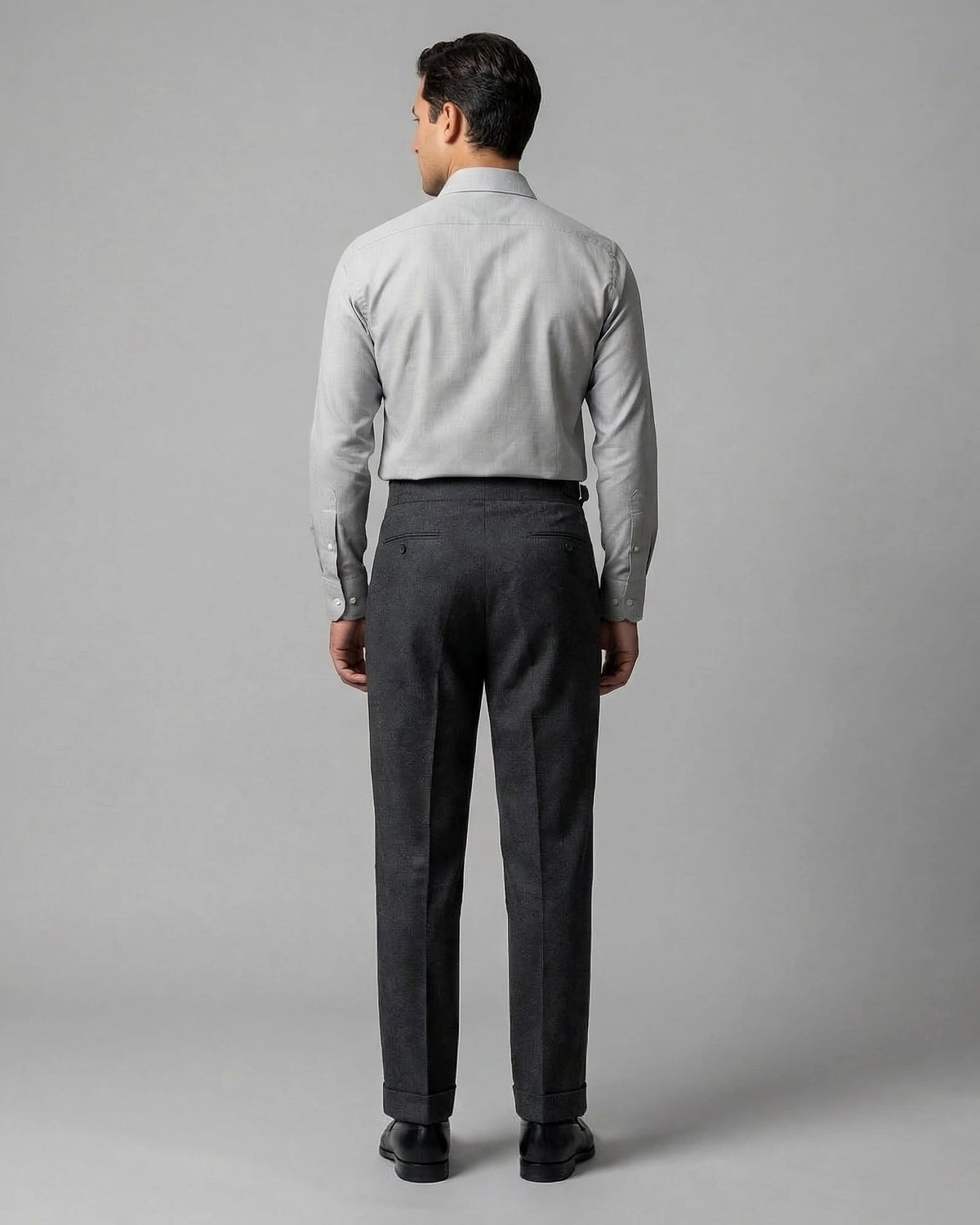 Men's High-Waisted Straight-Leg Trousers Grey Beige 85% Polyester – Valedrian — view 2