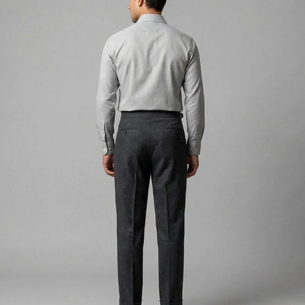 Men's High-Waisted Straight-Leg Trousers Grey Beige 85% Polyester – Valedrian — view 2