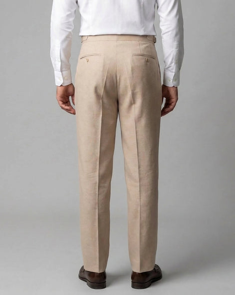 Men's High-Waisted Straight-Leg Trousers Grey Beige 85% Polyester – Valedrian — view 5