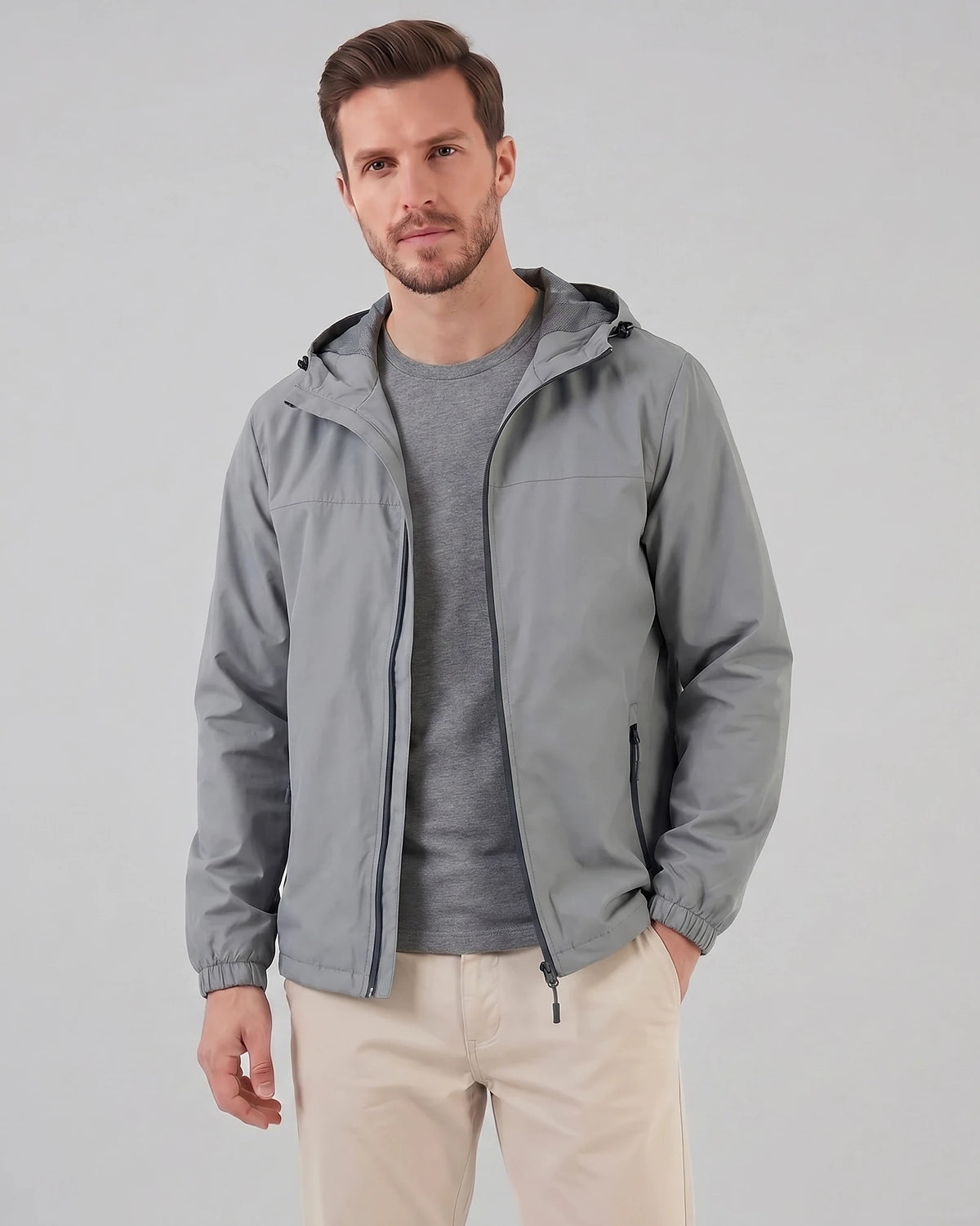 Men's Hooded Windbreaker Jacket Woven Fabric Black Blue M–5XL - Valedrian — view 11