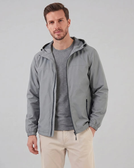 Men's Hooded Windbreaker Jacket Woven Fabric Black Blue M–5XL - Valedrian — view 11