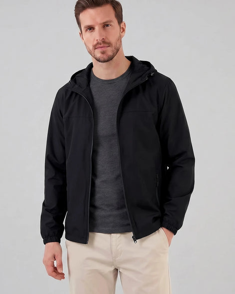 Men's Hooded Windbreaker Jacket Woven Fabric Black Blue M–5XL - Valedrian