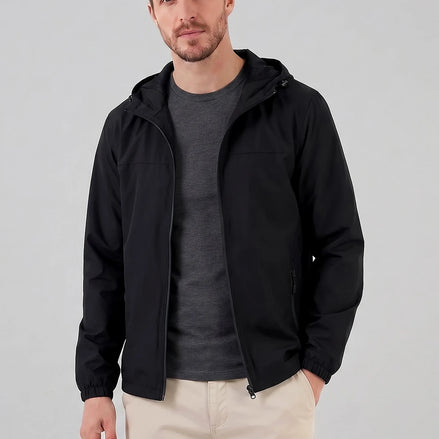 Men's Hooded Windbreaker Jacket Woven Fabric Black Blue M–5XL - Valedrian