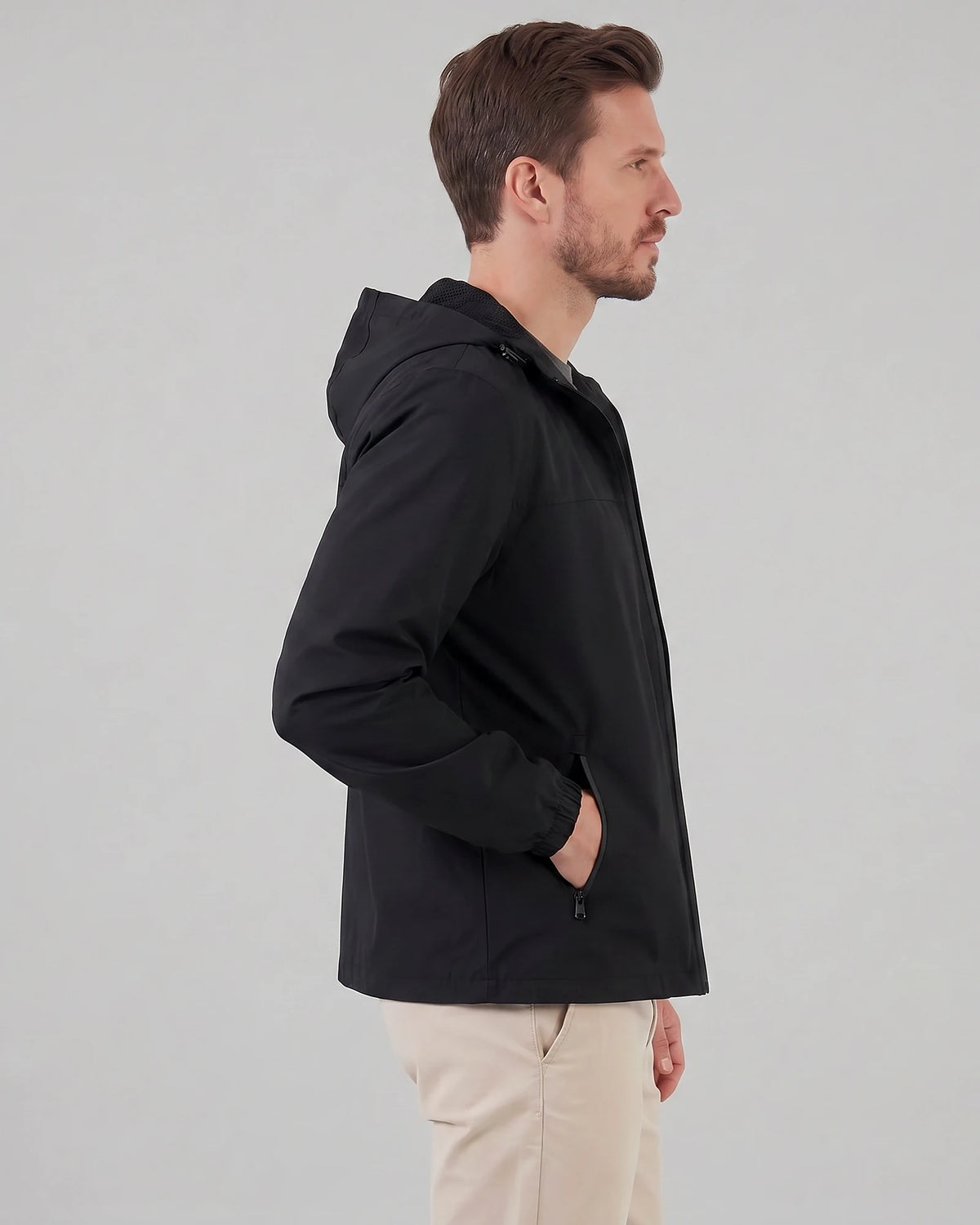 Men's Hooded Windbreaker Jacket Woven Fabric Black Blue M–5XL - Valedrian — view 2