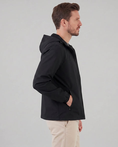 Men's Hooded Windbreaker Jacket Woven Fabric Black Blue M–5XL - Valedrian — view 2