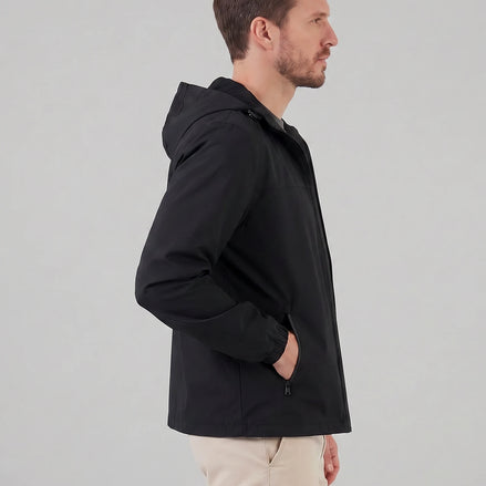 Men's Hooded Windbreaker Jacket Woven Fabric Black Blue M–5XL - Valedrian — view 2