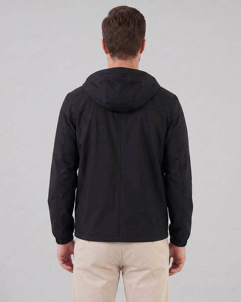Men's Hooded Windbreaker Jacket Woven Fabric Black Blue M–5XL - Valedrian — view 3