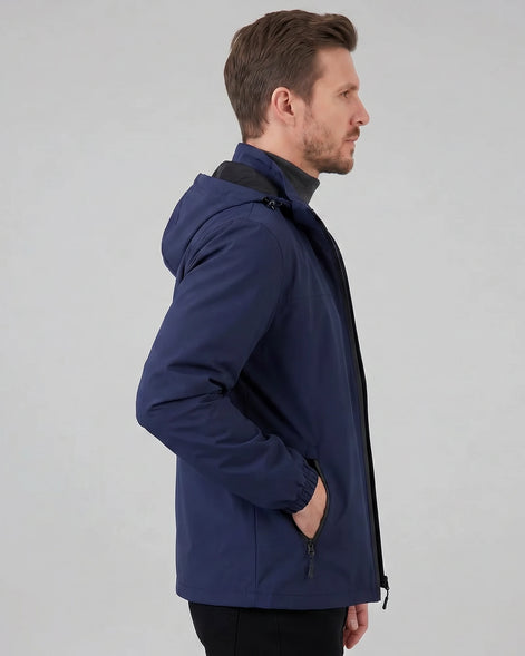 Men's Hooded Windbreaker Jacket Woven Fabric Black Blue M–5XL - Valedrian — view 7