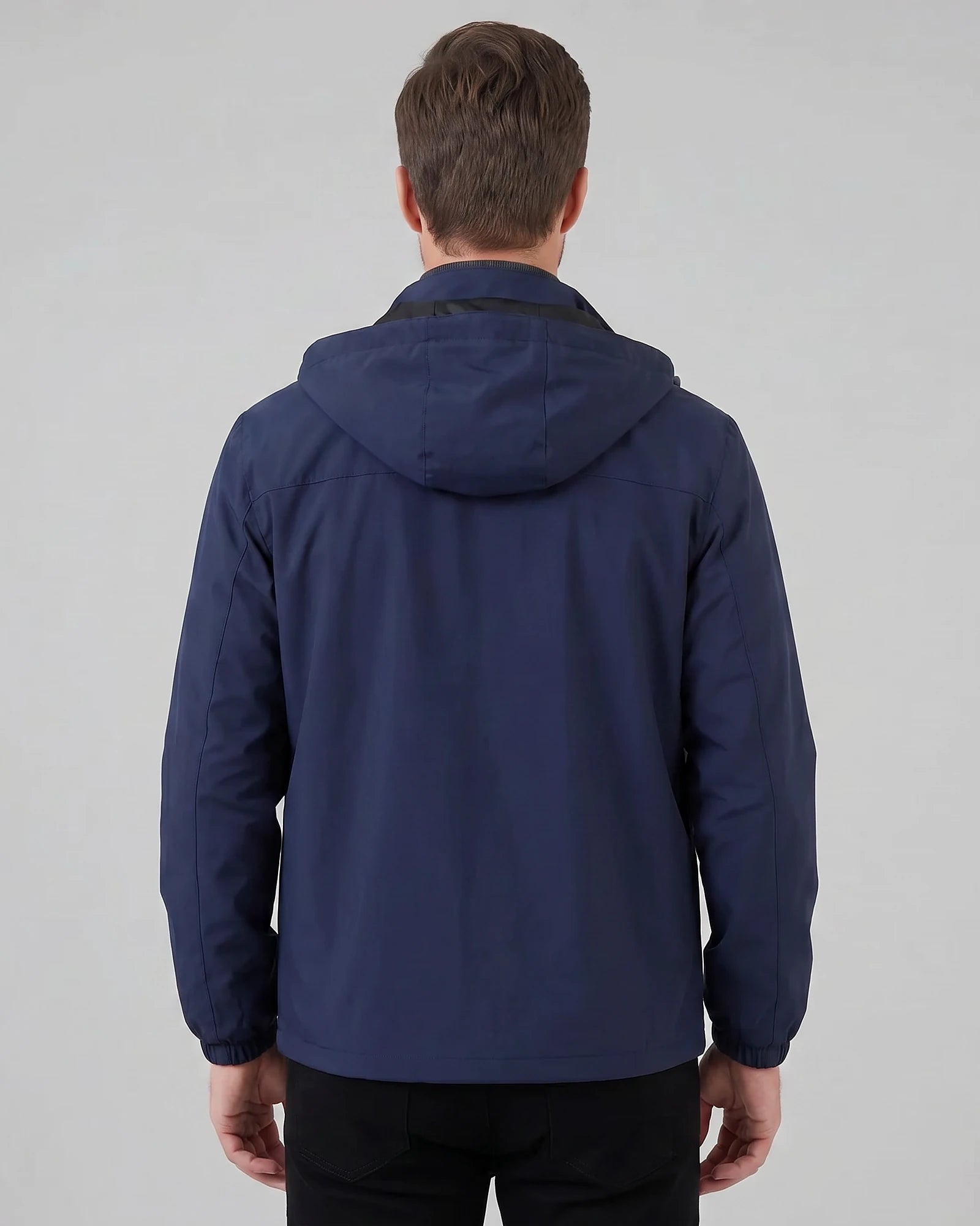 Men's Hooded Windbreaker Jacket Woven Fabric Black Blue M–5XL - Valedrian — view 8