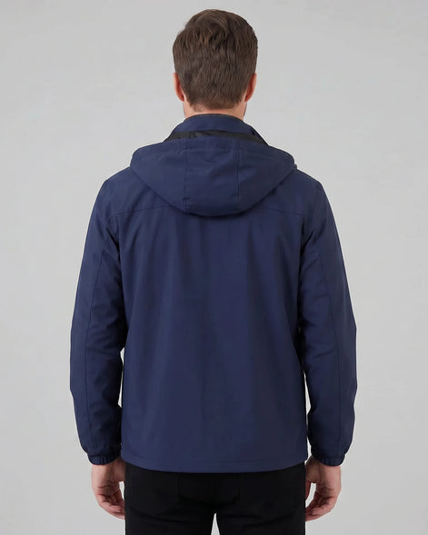 Men's Hooded Windbreaker Jacket Woven Fabric Black Blue M–5XL - Valedrian — view 8